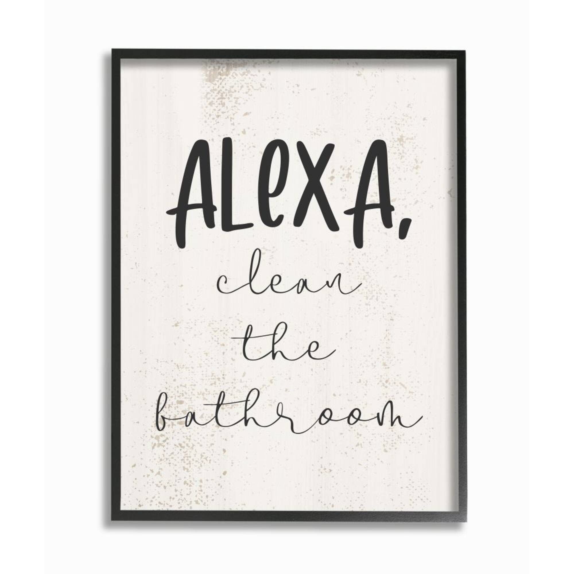 Stupell Industries Modern Day Clean the Bathroom Sign Technology Humor Framed Wall Art